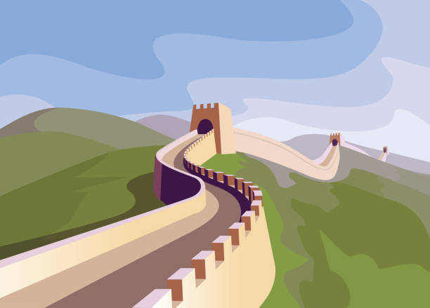 The great Wall of China. China politics illustration concept. The great Wall of China. China politics illustration. china symbol stock illustrations