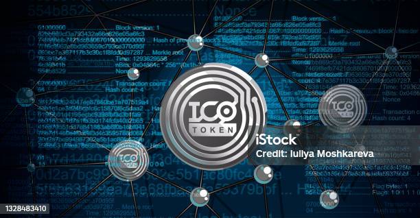 Projects Ico Blockchain Technology Ico Token Vector Illustration Initial Coin ...