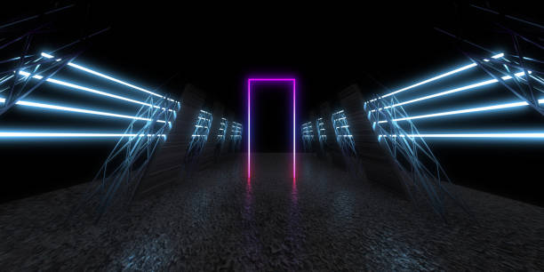 istock 3D abstract background with neon lights. neon tunnel .space construction . .3d illustration 1328483643