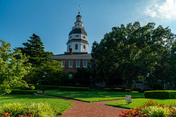 maryland state capitol building - annapolis maryland annapolis state house house imagens e fotografias de stock