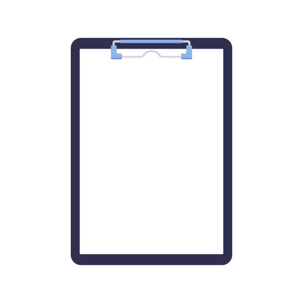 Clipboard with paper sheet blank and blinder clip isolated on white background. Clipboard with paper sheet blank and blinder clip isolated on white background. Vertical tablet with empty file for checklist, notes, questionnaire. Flat design cartoon style vector illustration. clipboard stock illustrations