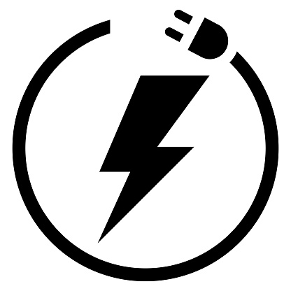Electric Vehicle Charge Station Icon Plug And Lightning Symbol