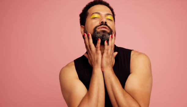 istock Gender fluid man with make-up 1328492854