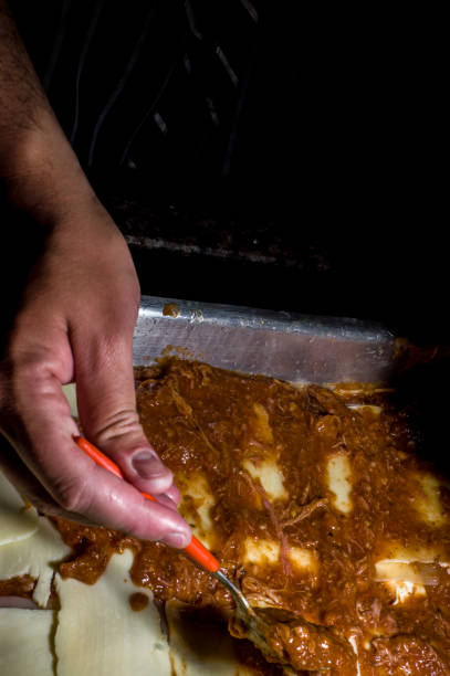 istock lasagna with melted cheese and copy space on the left 1328494736