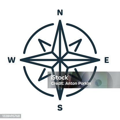 istock Compass Line Icon. Simple flat symbol. Wind Rose with North, South, East and West Indicated Linear Icon. Sign of Direction and Navigation. Editable stroke. Vector illustration 1328495768