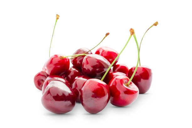 istock Heap of sweet cherries on white background, summer berries isolate 1328495929