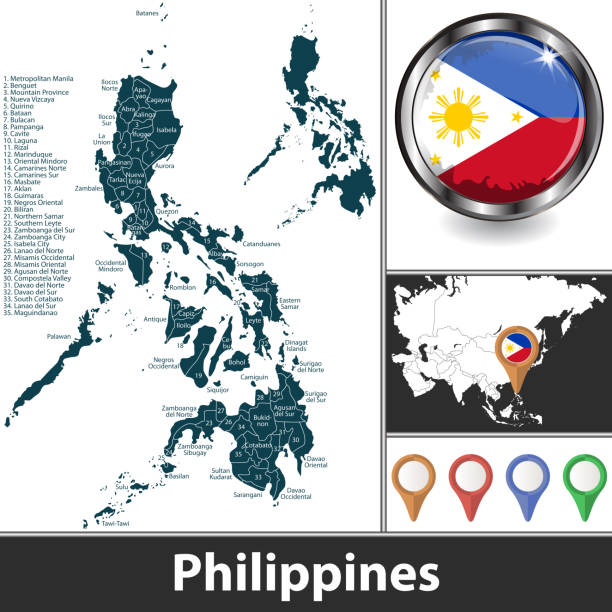 illustrazioni stock, clip art, cartoni animati e icone di tendenza di mappa delle filippine - philippines map