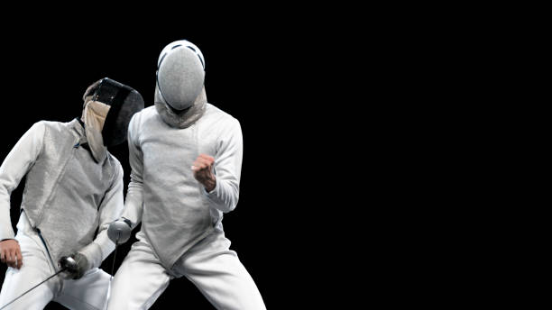 istock Fencing athlete celebrating victory . 1328496805