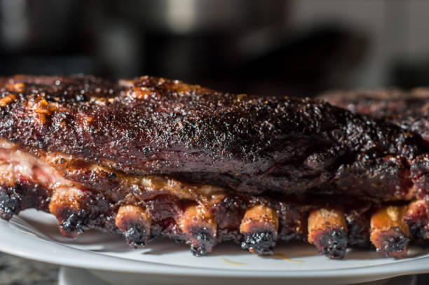 istock Smoked beef rib placed on a white plate with copy space 1328497942