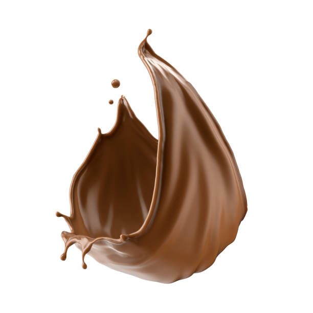 istock 3d render, chocolate splash, cacao drink or coffee, splashing cooking ingredient. Abstract liquid in the shape of drop. Brown beverage clip art isolated on white background 1328499291