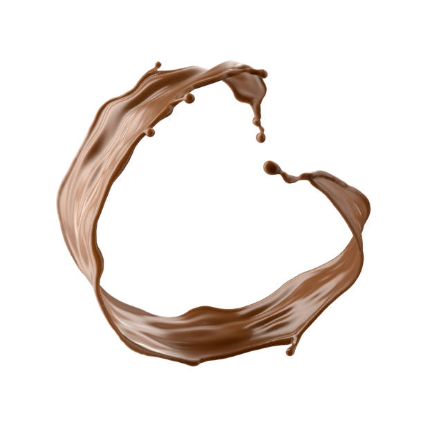 istock 3d render, chocolate splash, cacao drink or coffee, splashing cooking ingredient. Abstract liquid wave. Brown beverage clip art isolated on white background 1328499304