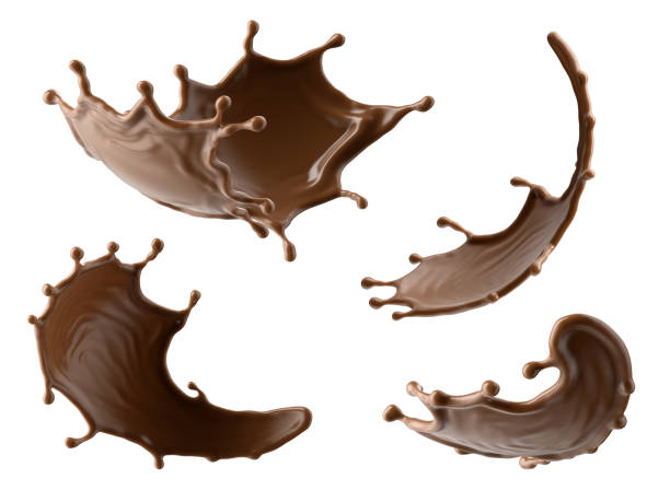 istock 3d render, chocolate splash assorted shape collection, cacao drink or coffee, splashing cooking ingredient. Abstract brown liquid clip art set isolated on white background 1328499315