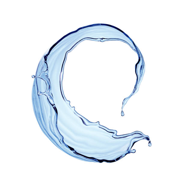 istock 3d render, blue water splash clip art isolated on white background. Spiral liquid shape, splashing wave. 1328499326