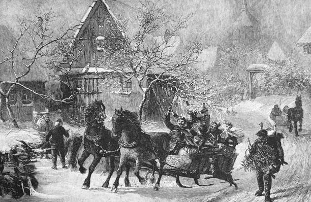istock Going to the xmas market via horse carriage 1328499366