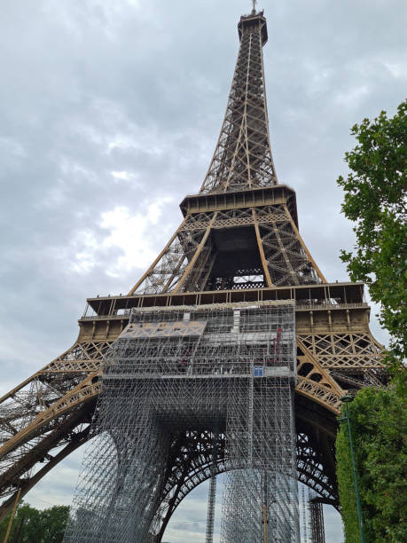 istock eiffel Tower in paris is partially scaffolded 1328500288