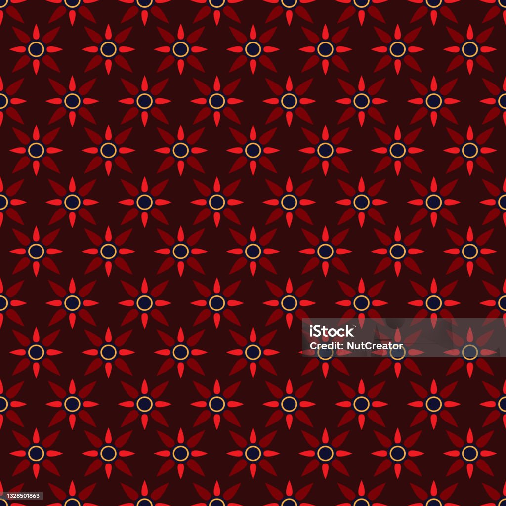 Red Flowy Pattern Fabric Red Tone Flower Seamless Pattern Ethnic Pattern Traditional ...