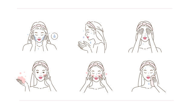 ilustrações, clipart, desenhos animados e ícones de lavagem facial - exfoliation