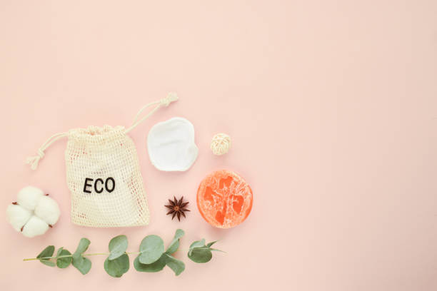 istock Zero waste. Body care. Eco cosmetics. The basis for a postcard. Flat lay, top view, copy space. 1328507321