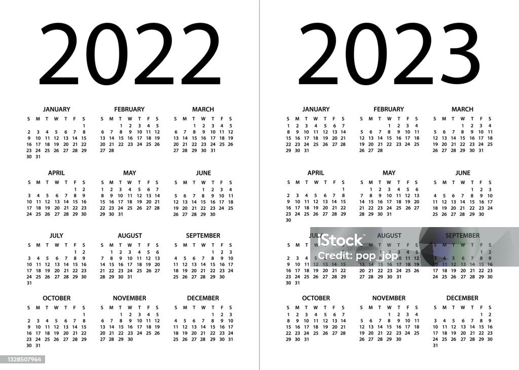 Kalender 2022 2023 Ilustrasi Vektor Minggu Dimulai Pada Hari Minggu  Ilustrasi Stok - Unduh Gambar Sekarang - Istock
