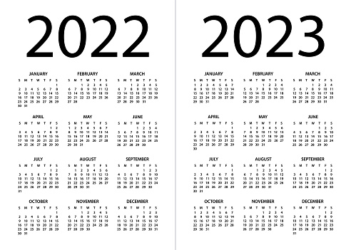 Calendar 2022 2023 - vector illustration. Week starts on Sunday