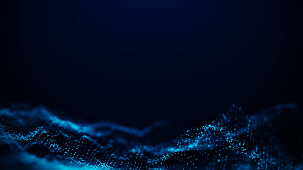 istock Abstract wave with moving dots. Flow of particles. Cyber technology illustration. 3d rendering 1328507977