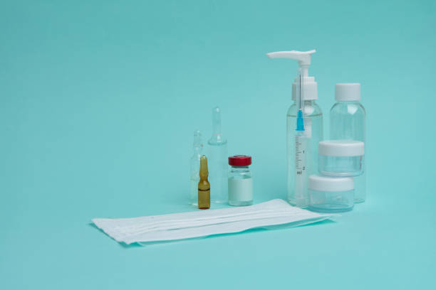 istock Antiseptic, mask and vaccine. Medicine. 1328510052