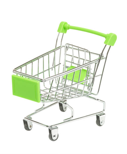 istock Toy metal shopping cart empty on white background isolate 1328513451