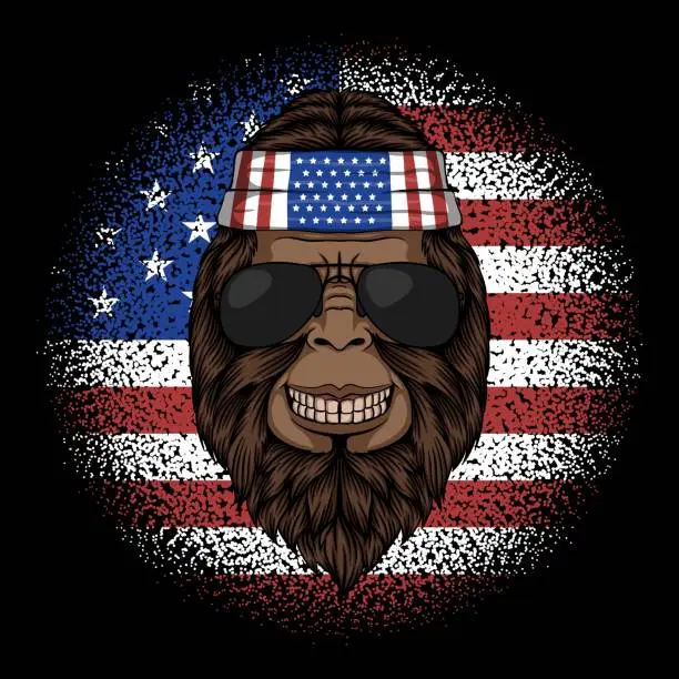 Vector illustration of Bigfoot america bandana vector illustration