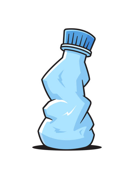 измельченная пластиковая бутылка - crushed stock illustrations