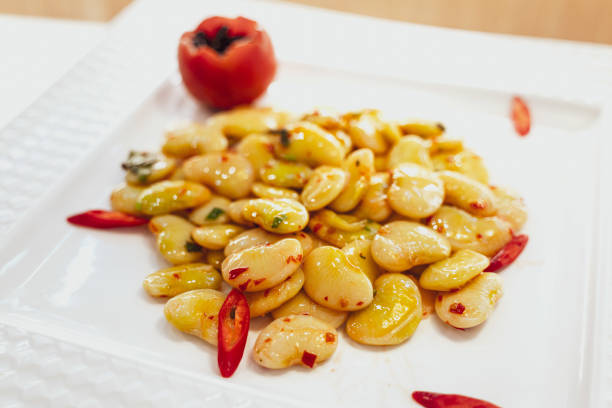Homemade vegan bean ragout with parsley