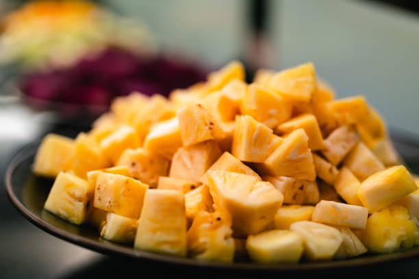 istock A group of chop pineapples on the plate 1328525330