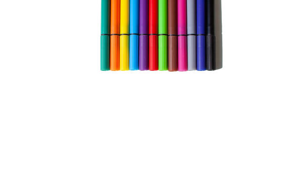 istock A set of colorful pens on a white background. Top view. 1328525697