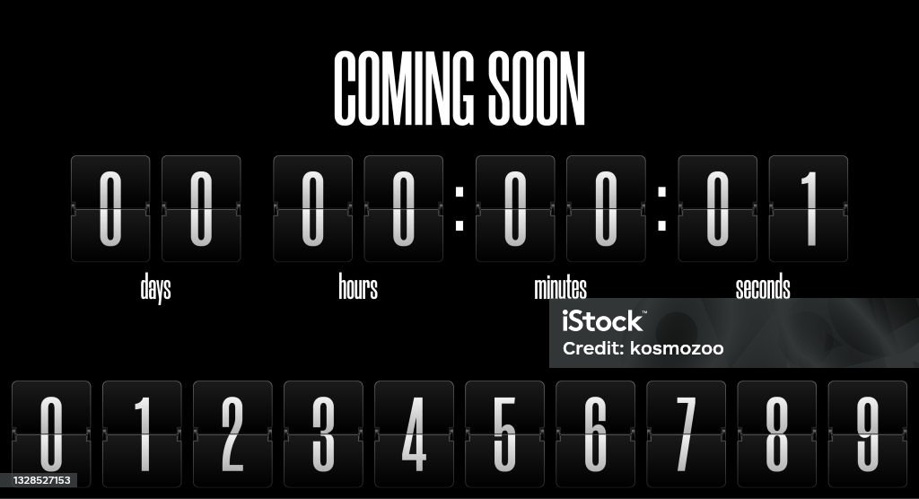 Flip Countdown auf den glänzenden schwarzen Schildern - Lizenzfrei Countdown Vektorgrafik