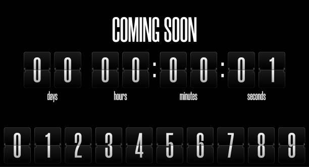 odliczanie do klapki na błyszczących czarnych znakach - countdown stock illustrations