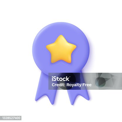 istock Quality guarantee ribbon icon with star. Premium quality label. 3d vector illustration. 1328527400