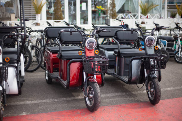 istock Electric motorcycles are in a row. 1328532933