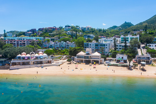 Drone view of the Famous  Stanley coastal town in Hong Kong