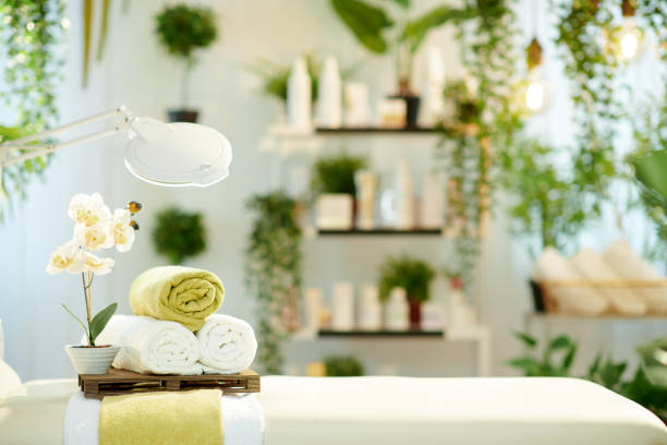 istock towels and massage table in modern beauty studio 1328536033