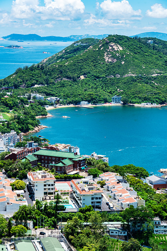 Drone view of the Famous  Stanley coastal town in Hong Kong