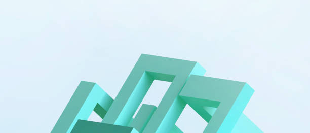 istock Abstract architecture. Modern Geometric shapes for Business Concept and Leadership Ideas on Green. banner, website, Copy Space, Card -3d Rendering 1328538475