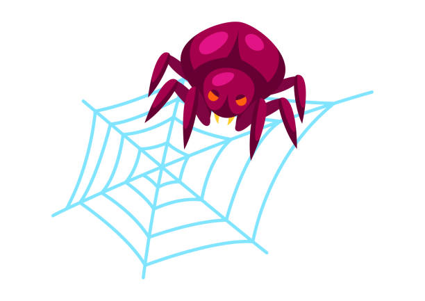 istock Cartoon illustration of spider on web. Happy Halloween celebration. 1328549098
