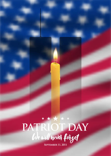 istock Patriot Day We will never forget. Design template with american flag, candle, twin towers and inscription. National Day of Remembrance for Victims of Terrorist Attacks 11th September 2001. 1328554007