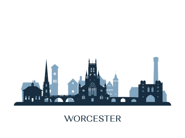 ilustrações, clipart, desenhos animados e ícones de horizonte worcester, silhueta monocromática. ilustração vetorial. - worcester