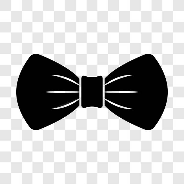 czarna ikona muszki izolowana na przezroczystym tle. męski krawat modny symbol akcesoriów. ilustracja wektorowa. - bow tie stock illustrations