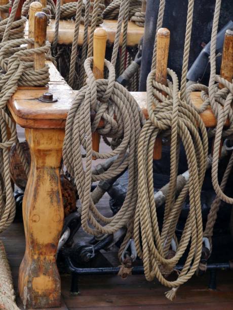 istock Ropes and ropes on an old sailing ship 1328558712