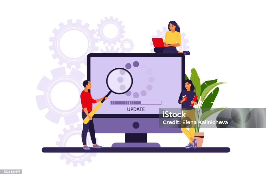 Operations Update Picture Update Concept Programmers Upgrading Operation System Of Computer ...