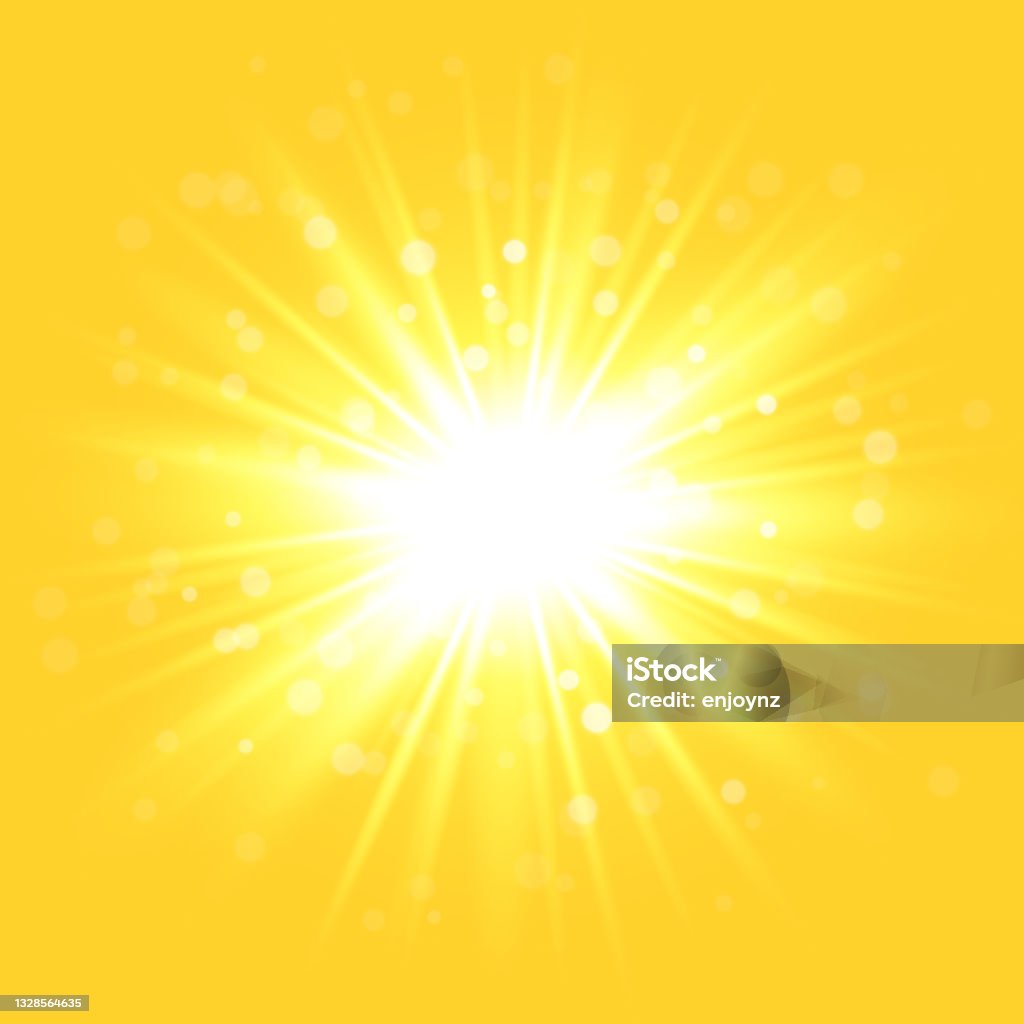 Yellow sunny star burst background Yellow exploding shining sun summer background vector illustration Exploding stock vector
