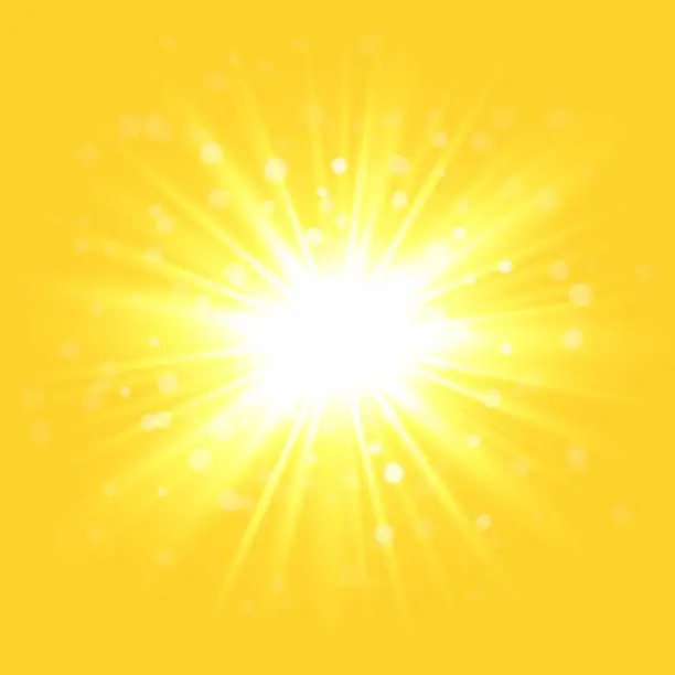 Vector illustration of Yellow sunny star burst background