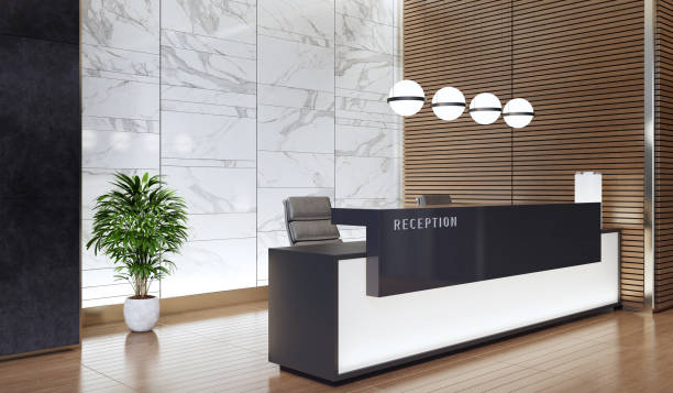 Modern Offices lobby interior area with long reception desk Modern and luxurious Offices lobby interior area. Long reception desk.
3d rendering gold desk lamp stock pictures, royalty-free photos & images