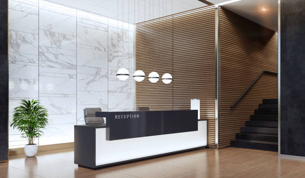 istock Modern Offices lobby interior area with  long reception desk 1328576493